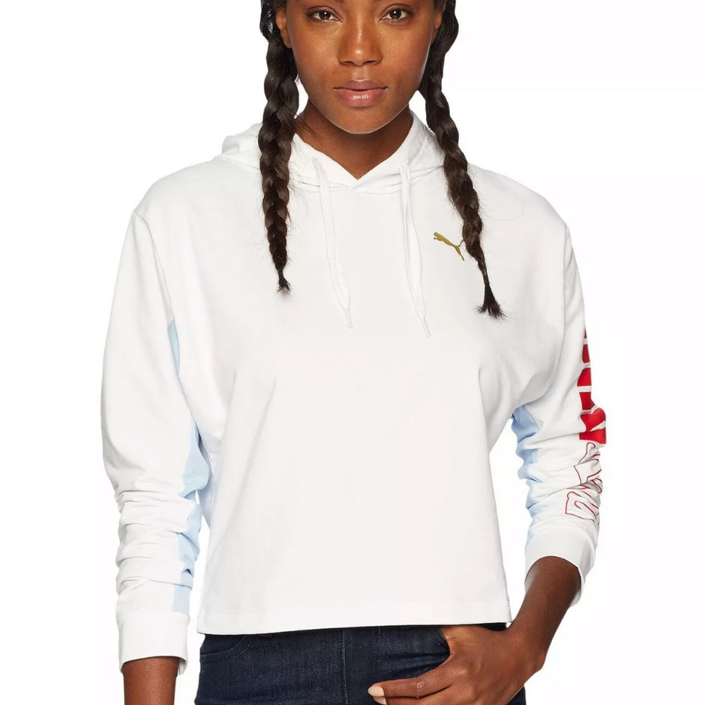 Puma White Sport Dry Cell Cropped Hoodie Sweater